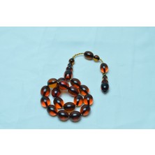 Enes Abdo 13x16 mm Imzalı Beyzi Kesim Turuncu Sıkma Kehribar Efe Maskot Tesbih 017