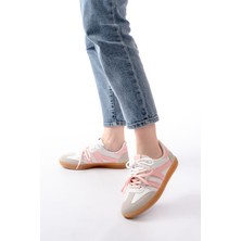 Bayan Spor Ayakkabı M-6005 Pudra Garni  Bağcıklı Termo Taban Günlük Kadın Spor