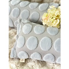 Bohem Özel Tasarım Punch Panç Desen Açık Gri Dekoratif Kırlent Kılıfı Point 28 x 50  cm