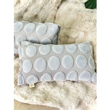 Bohem Özel Tasarım Punch Panç Desen Açık Gri Dekoratif Kırlent Kılıfı Point 28 x 50  cm