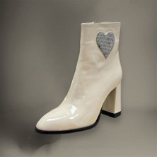 Krıste Bell 9026 Bej Kalp Taşlı Bot Kadın Ayakkabı