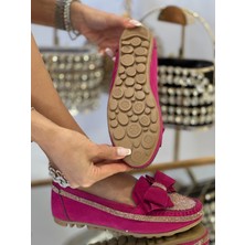 Sax Kristal Taşlı Süet Babet Pembe