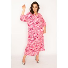 Şans Kadın Fujya Dokuma Viskon Kumaş Ön Düğmeli Etek Ucu Katlı Elbise 65N33531