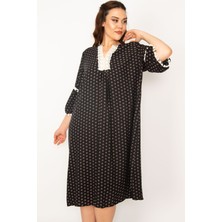 Şans Kadın Renkli Dantel Detaylı Dokuma Viskon Kumaş Elbise 65N33210