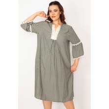 Şans Kadın Kırmızı Dantel Detaylı Dokuma Viskon Kumaş Elbise 65N33209