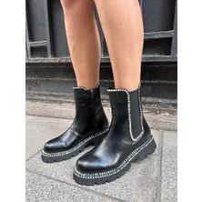 Lescarpe 7023 Siyah Platin Taş Bot