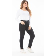 Şans Kadın Büyük Beden Siyah , Likralı 5 Cep Skınny Kot Pantolon 65N38797