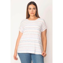 Şans Kadın Renkli Ters Baskı Pamuklu Kumaş Bluz 65N28610