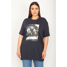 Şans Kadın Lacivert Ön Baskılı Bluz 65N26470