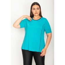 Şans Kadın Turkuaz Biye Ve Kup Detaylı Spor Bluz 65N27223