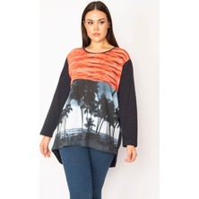 Şans Kadın Lacivert Ön Baskılı Bluz 65N29544