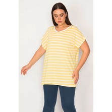 Şans Kadın Sarı Sırt Detaylı V Yakalı Düşük Kol Bluz 65N30175