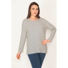 Şans KADIN KEMİK ARKASI DESENLİ ÇİZGİLİ BLUZ