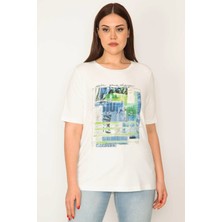 Şans KADIN BEYAZ TAŞ VE LAK BASKILI BLUZ