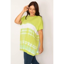Şans Kadın Yeşil Batik Desenli Rahat Kesim Tunik 65N34204