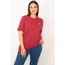 Şans Kadın Bordo Bisiklet Yakalı Kısa Kollu Basic Bluz 65N33279