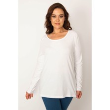 Kadın Beyaz Pamuklu Kumaş Bisiklet Yakalı Bluz 65N34238