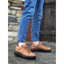 BA0547 Boa Kalın Yüksek Taban Taba Siyah Süet Bağcıklı Spor Erkek Ayakkabı