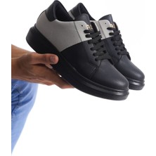 SLW151 Boost Bağcıklı Cilt Süet Erkek Günlük Sneaker Ayakkabı St Siyah/gri