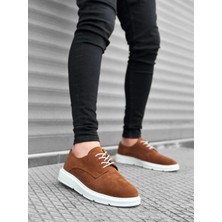 BA0003 Bağcıklı Süet Klasik Taba Beyaz Yüksek Taban Casual Erkek Ayakkabı