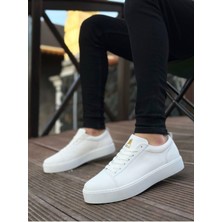 BA0104 Bağcıklı Beyaz Cilt  Spor Klasik Erkek Ayakkabı