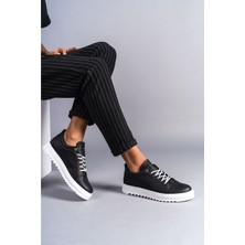 SLW152 Cool Bağcıklı Cilt Erkek Günlük Spor Klasik Ayakkabı Bt Siyah