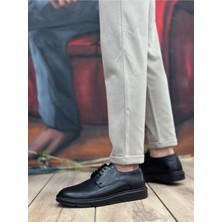 BA0003 Bağcıklı Klasik Siyah Yüksek Siyah Taban Casual Erkek Ayakkabı