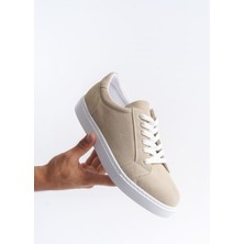SLW165 Elite Bağcıklı Süet Erkek Günlük Sneaker Ayakkabı Bt Krem