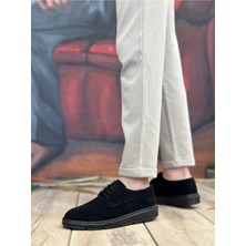 BA0003 Bağcıklı Süet Klasik Siyah Yüksek Taban Casual Erkek Ayakkabı