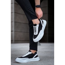 BA0354 Günlük  Bağcıklı Erkek Beyaz Parçalı  Beyaz Yüksek Taban Spor Ayakkabı