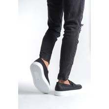 SLW180 Estilo x Bağcıksız Cilt Erkek Günlük Spor Klasik Ayakkabı Bt Siyah