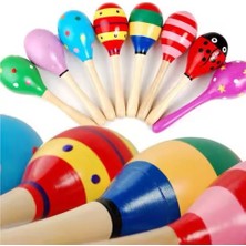 2 Adet Ahşap Marakas 20 Cm. Ritim Müzik Aleti Çıngırak Oyuncak