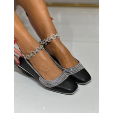 So Crystal 1 Taşlı Babet Siyah