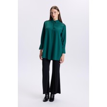 Omuz Detaylı Zümrüt Tunik T-1499
