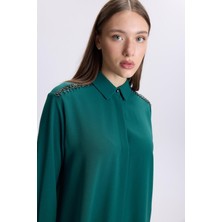 Omuz Detaylı Zümrüt Tunik T-1499