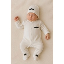 Gigi Giyim Bıyık Işlemeli Taşlı Erkek Bebek Tulum