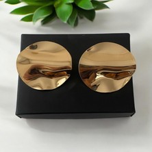 Gold Dalgalı Yuvarlak Çelik Küpe