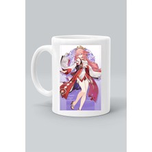 Olympus Plus Yae Miko Karakter Anime Genshin Impact Baskılı Beyaz Kupa Bardak