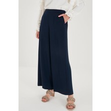 Bol Paça Lacivert Kumaş Pantolon 0013