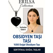 Sertifikalı Kalp Model Mini Siyah Obsidyen Taşı Kolye – Koruma, Arınma ve Duygusal Güç Taşı