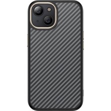 Nova Global Apple iPhone 15 Kılıf M-Safe Şarj Özellikli Karbon Fiber Görünümlü Nvg Antina Kapak - Gri
