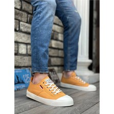 BA0223 Boa Rahat Düz Taban Keten Bağcıklı Sarı Günlük Erkek Ayakkabı