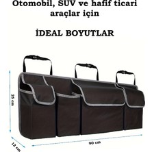 Araba Bagaj Organizeri 4 Cepli Oto Araç Içi Düzenleyici Eşya Saklama Çantası 90X25X12 cm