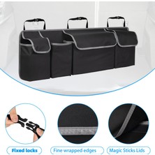 Araba Bagaj Organizeri 4 Cepli Oto Araç Içi Düzenleyici Eşya Saklama Çantası 90X25X12 cm