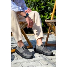 Erkek AYAKKABIKB-042  Kuback Bağcıklı Gri Siyah Taban Günlük Erkek Ayakkabı