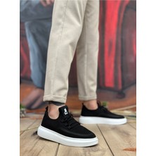 BA0375 Özel Örme Triko Tarz Siyah Renk Spor Ayakkabı