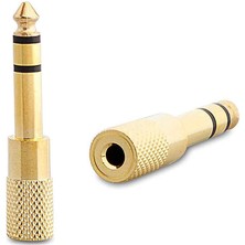 6.3 mm Stereo Erkek / 3.5 mm Stereo Dişi Sarı Metal Gold Jack Fiş Çevirici  - ARS3291-1824