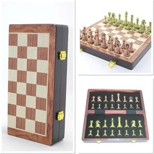 Ahşap Kutulu Metal Taşlı Satranç Seti ALK4227 - ARS4834-6941