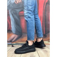 BA0375 Özel Örme Triko Tarz Siyah Renk Siyah Taban Spor Ayakkabı