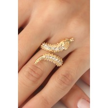 Yeni Xd Gold Renk Ayarlanabilir Zirkon Taşlı Kadın Yılan Yüzük Kampanyalı